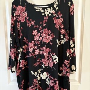 J. Jill Black and Pink Floral Blouse